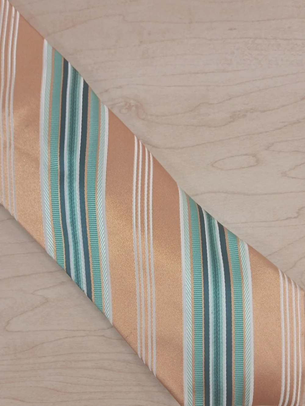 Ermenegildo Zegna Peach and Teal Striped Silk Tie
